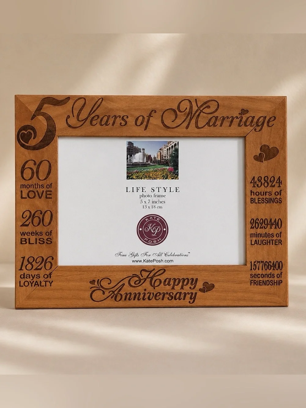 5th Anniversary Wooden Photo Frame